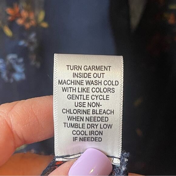 Trantrums Sheer Navy Blue and Floral Fabric Duster Women's Size Large - Picture 5 of 6